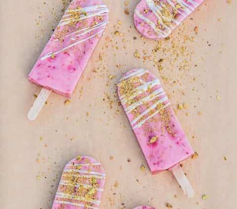 Kefir, Raspberry & Moss Boss Pops